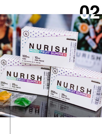 three boxes of nurish CBD fruit gummies